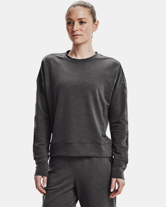 Women's UA Rival Terry Taped Crew, Gray, pdpMainDesktop image number 0